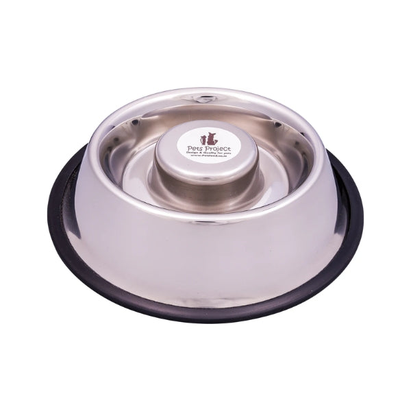 קערת נירוסטה  עם גומי לאכילה איטית