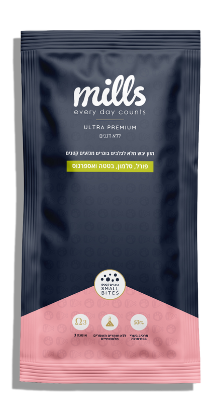 סלמון, פורל ואספרגוס - מיקרו גרגיר לכלבי טוי